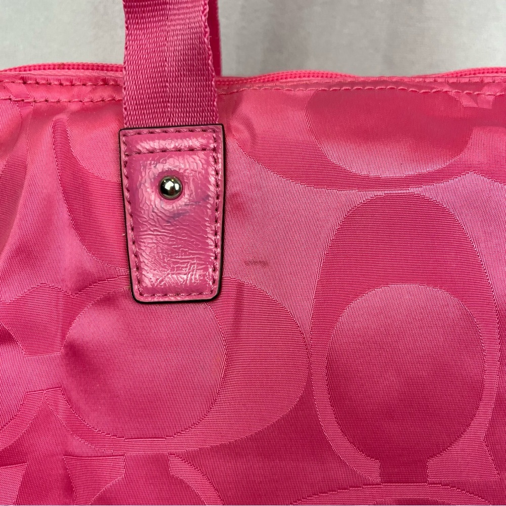 Coach Getaway Signature Fuchsia Nylon Large Packable Weekender Tote Bag F77321 - Picture 5 of 16